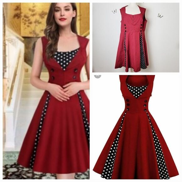 COPY - Killreal rockabilly style dress red - Picture 1 of 12